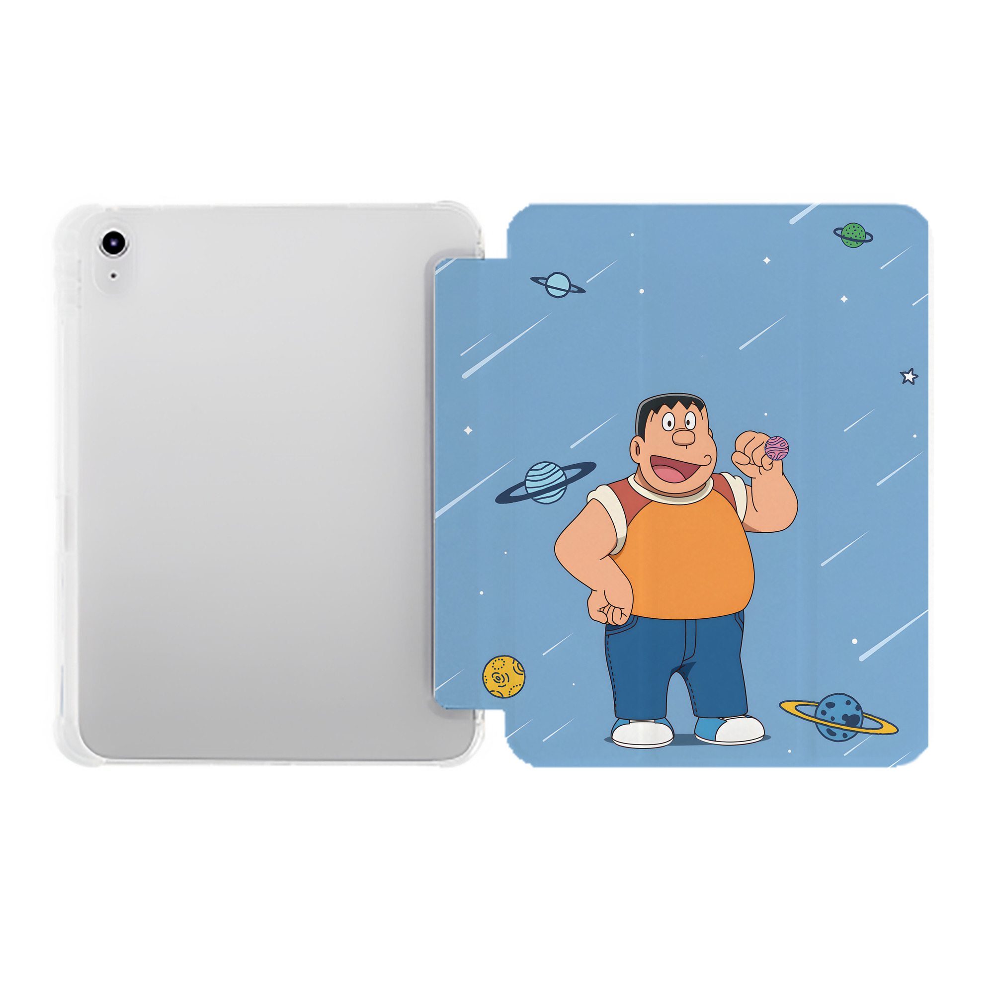 （画像用） ドラえもん Doraemon IPad ケース ペン収納付き 三つ折りスタンド PUレザー×シリコン 対応機種9.5/10.5/10.9インチ